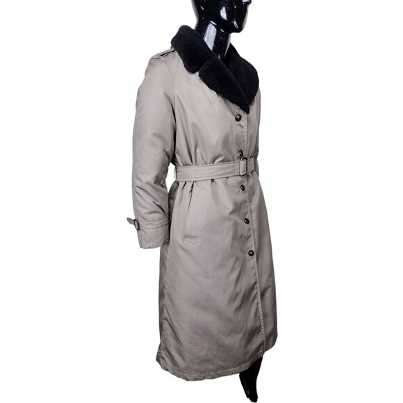 Vintage 70s Eddie Bauer Goose Down Filled Belted Sherpa Collar Trench Coat - Picture 4 of 9